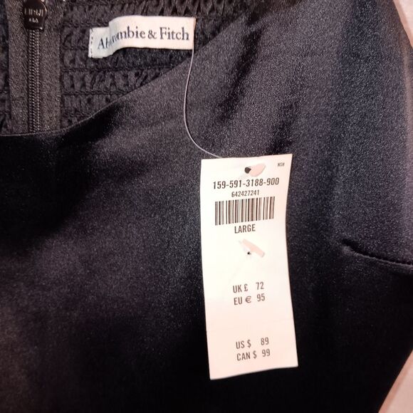 Abercrombie & Fitch black silky black midi dress size large - Picture 3 of 7